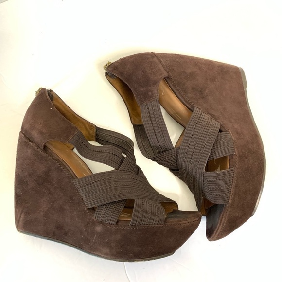 Donald J Pliner Brown Suede Wedges 378 - Picture 1 of 8